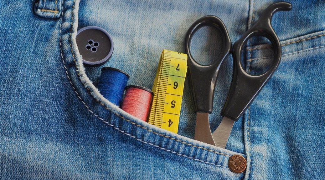 jeans, sewing supplies, sew